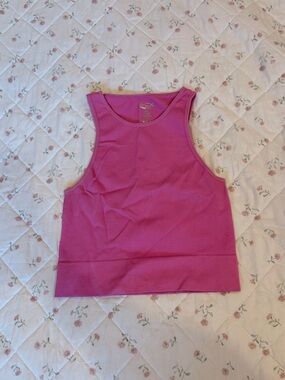 Pink Ribbed Tank Top - Women's Sleeveless Crop
